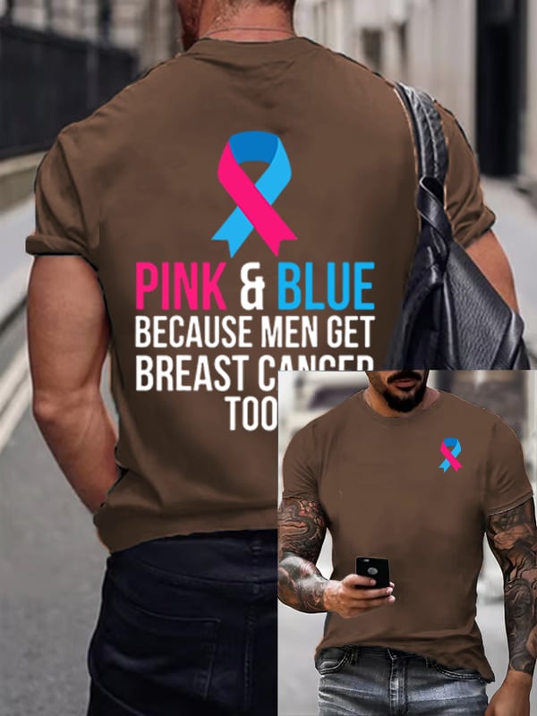 Men's  Casual Breast Cancer Print T-Shirt