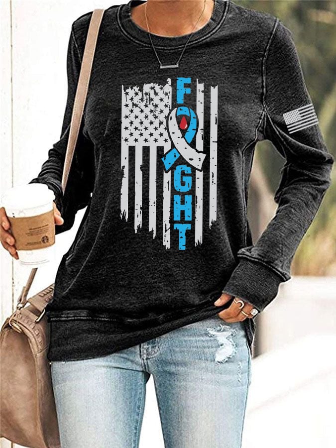 Women's Diabetes Awareness Fight Flag Sweatshirt