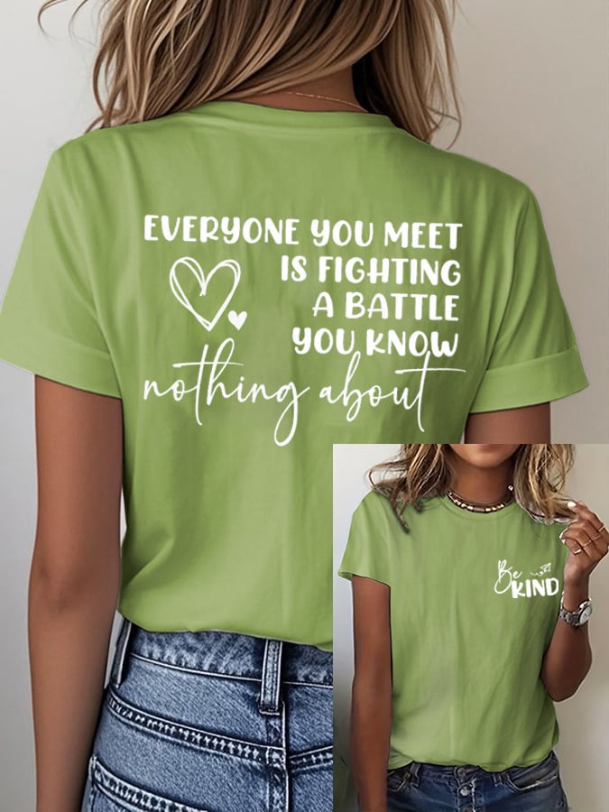 Women's Mental Health Awareness Print Casual  T-Shirt
