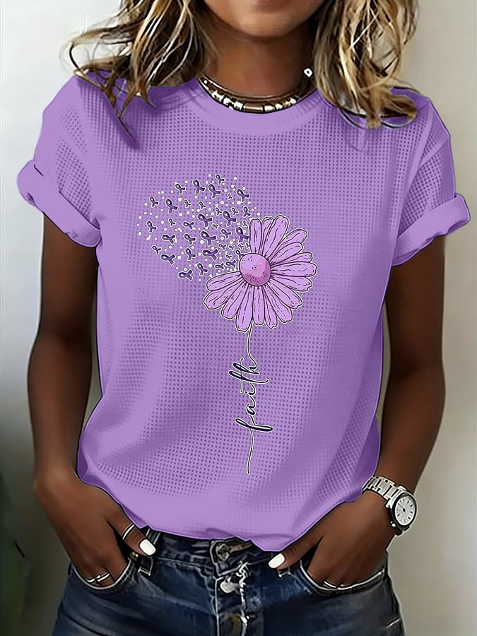 Women's Alzheimer's Disease Awareness Print Waffle T-shirt
