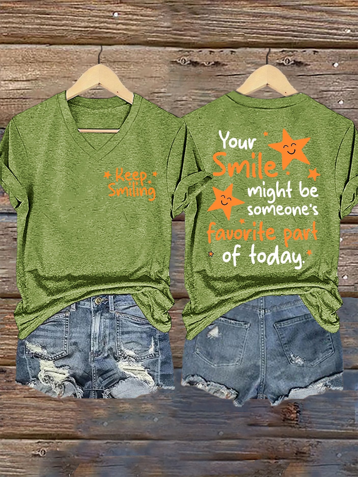 Women's Your Smile Might Be Someone's Favorite Part Of Today Print V Neck T-shirt