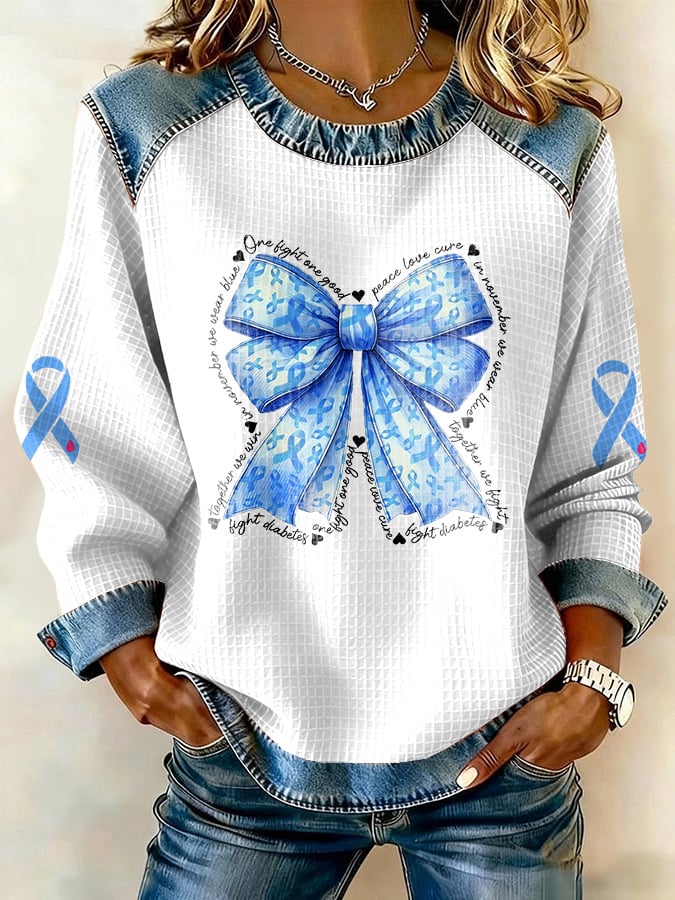 Women's Together We Fight Diabetes – One Fight, One Goal, Peace Love Cure, In November We Wear Blue Print Sweatshirt