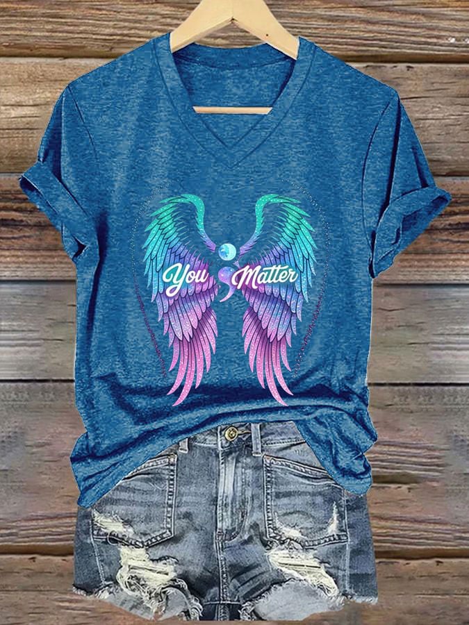 Women's Mental Health Print Casual T-Shirt