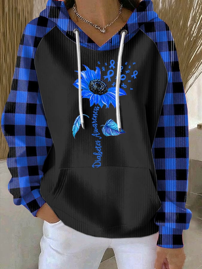 Women's Sunflower Diabetes Awareness Print Hoodie