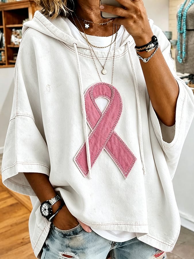 Women's Retro Breast Cancer Awareness Print Blouse