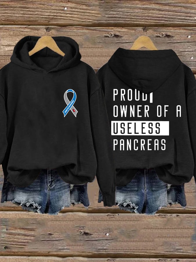 Women's Retro Funny Type 1 Diabetic Print Hoodie