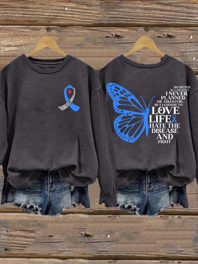 Women's Diabetes Awareness Printed Sweatshirt