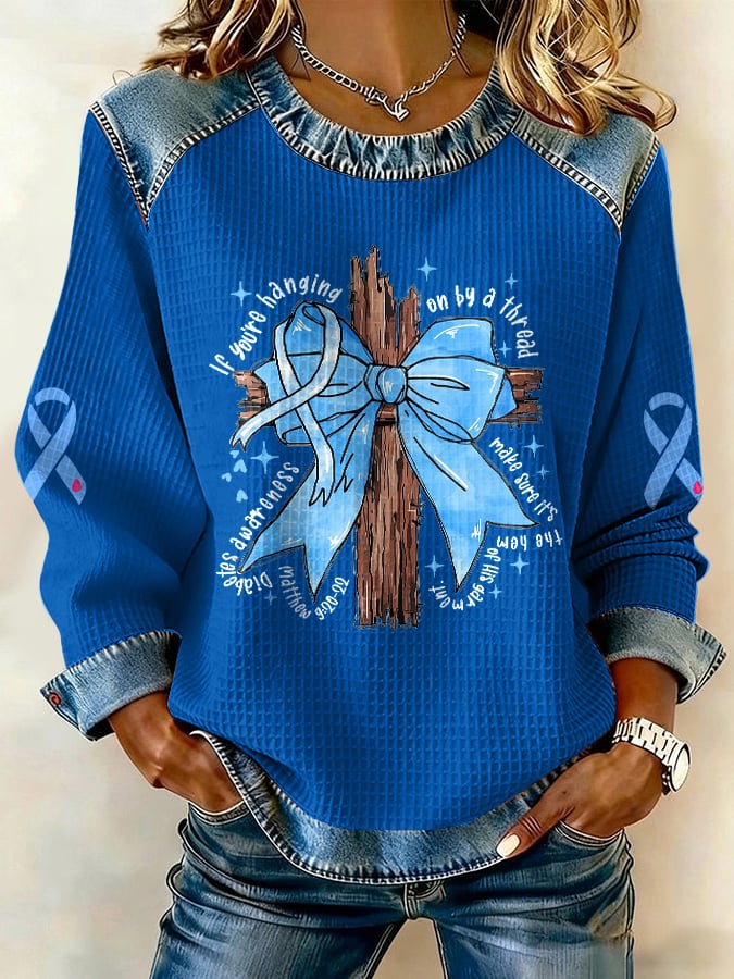 Women's If You’Re Hanging On By A Thread, Make Sure It’S The Blue One Print Sweatshirt