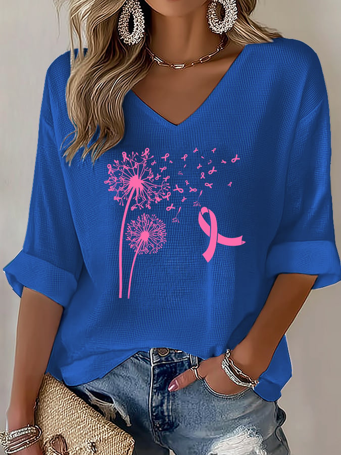 V-Neck The Power of Pink Print T-shirt