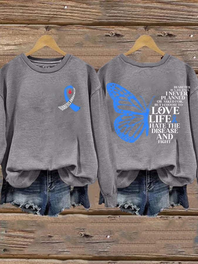Women's Diabetes Awareness Printed Sweatshirt