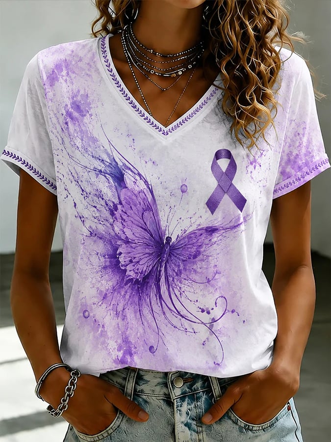 Women'S Casual Alzheimer'S Awareness Print T-Shirt