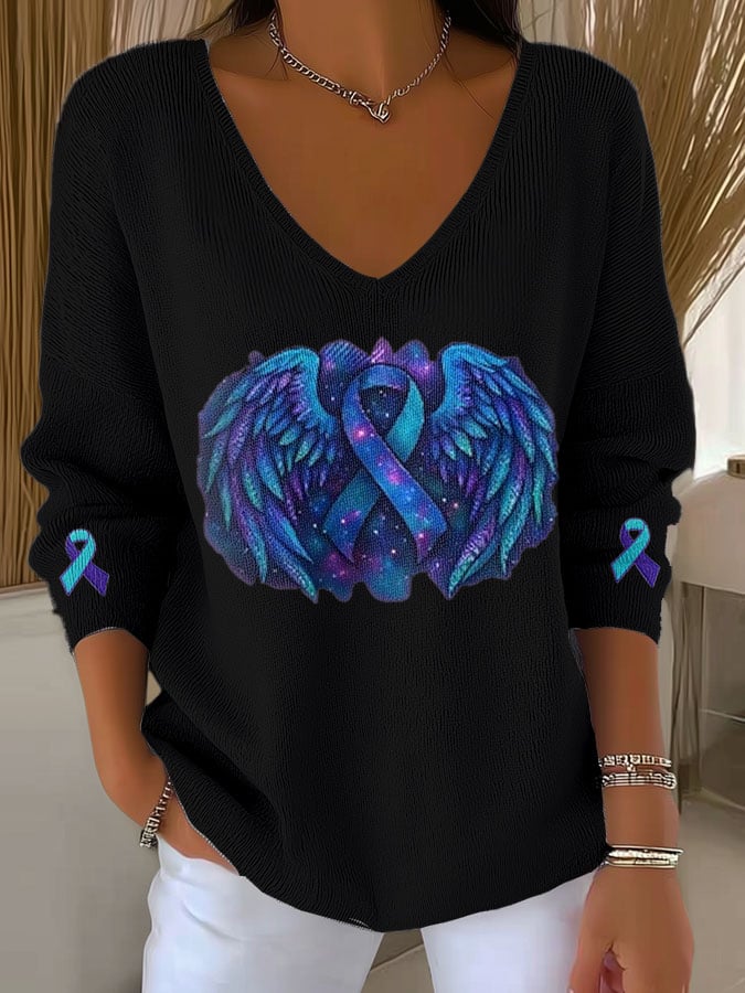 Women's Mental Health Print Long Sleeve Pit Fabric Top