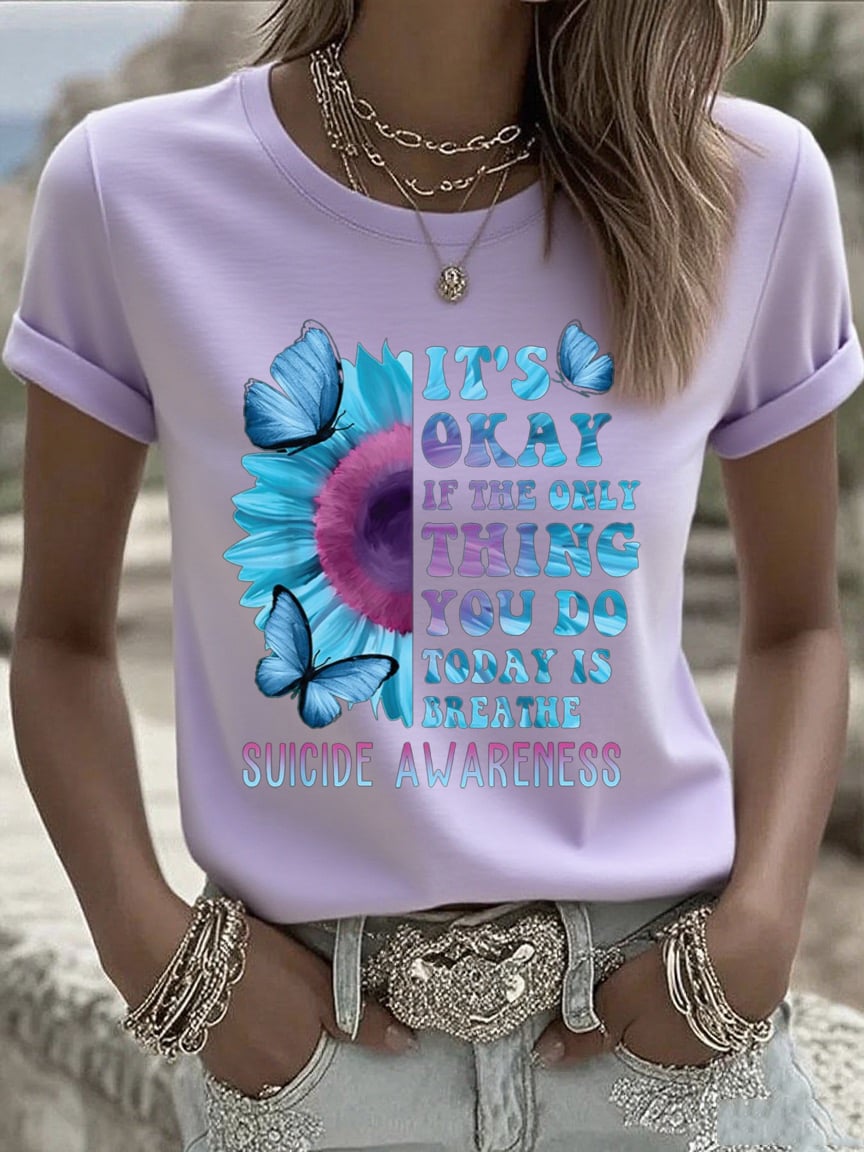 Women'S Mental Health Awareness Print Casual T-Shirt