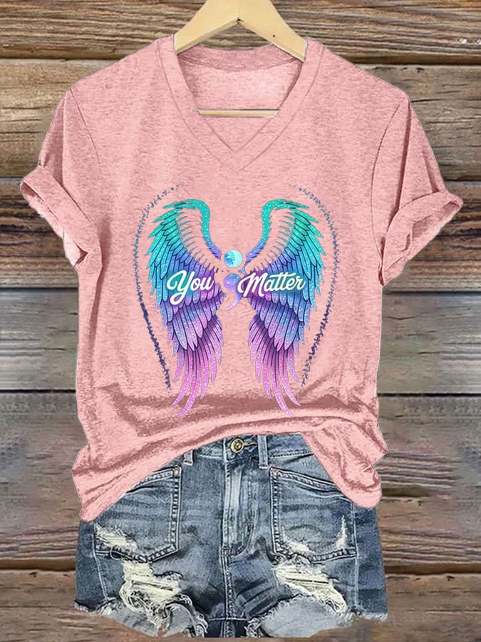 Women's Mental Health Print Casual T-Shirt
