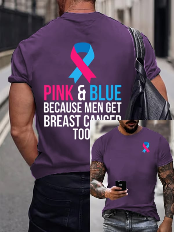 Men's  Casual Breast Cancer Print T-Shirt