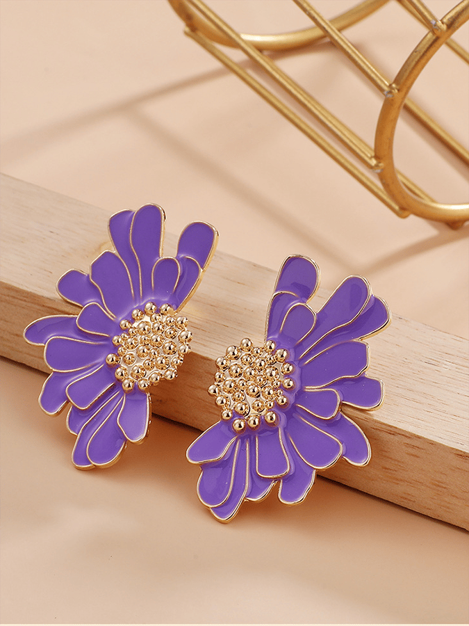 Purple Floral Design Earrings