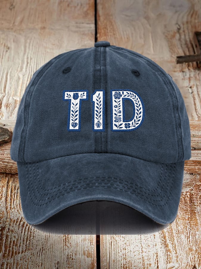 Unisex Retro Type 1 Diabetes Floral Hat
