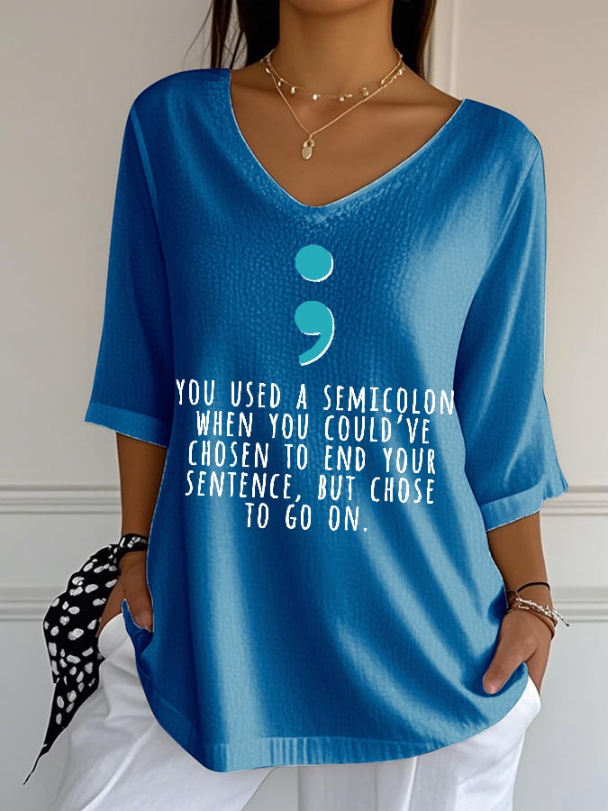 Women's Mental Health Print Casual Top