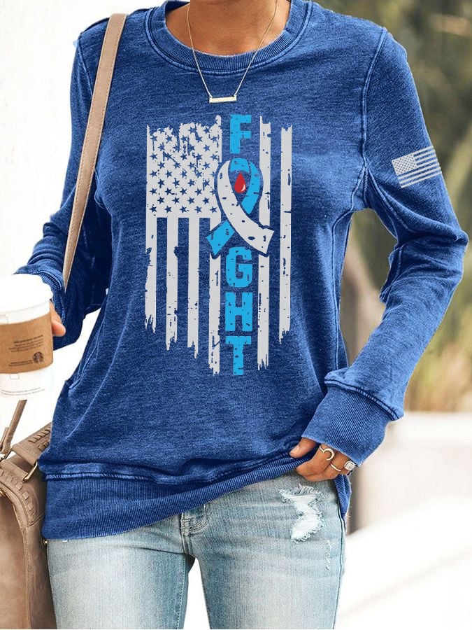 Women's Diabetes Awareness Fight Flag Sweatshirt