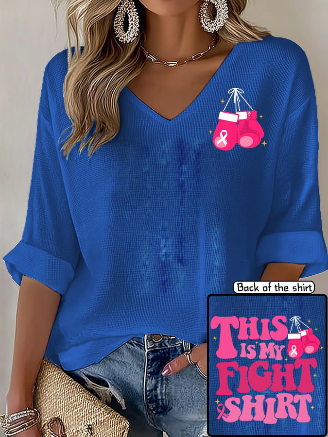 V-Neck The Power of Pink Print T-shirt