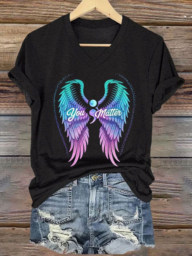 Women's Mental Health Print Casual T-Shirt