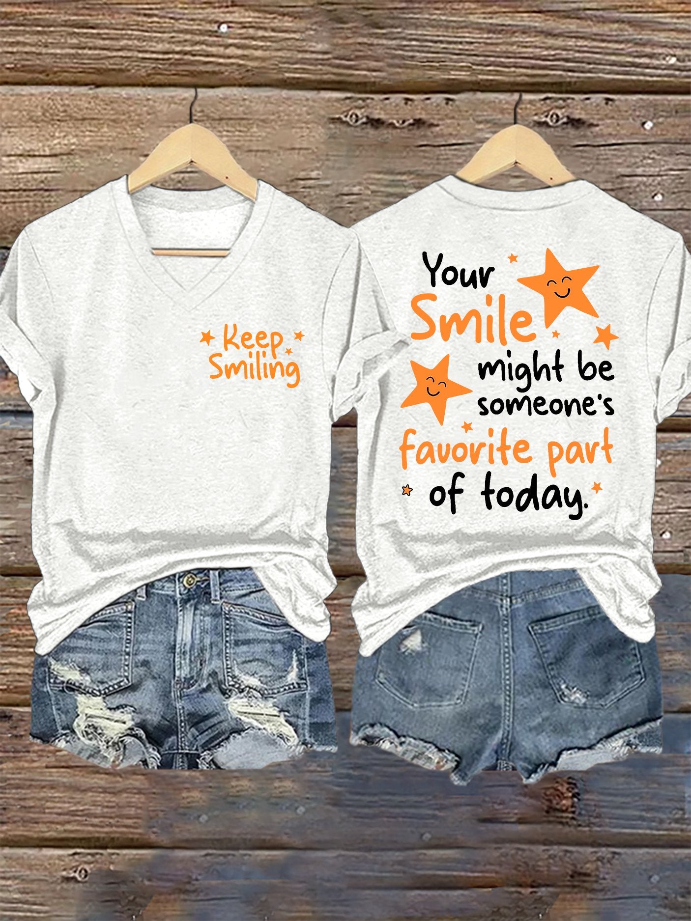 Women's Your Smile Might Be Someone's Favorite Part Of Today Print V Neck T-shirt