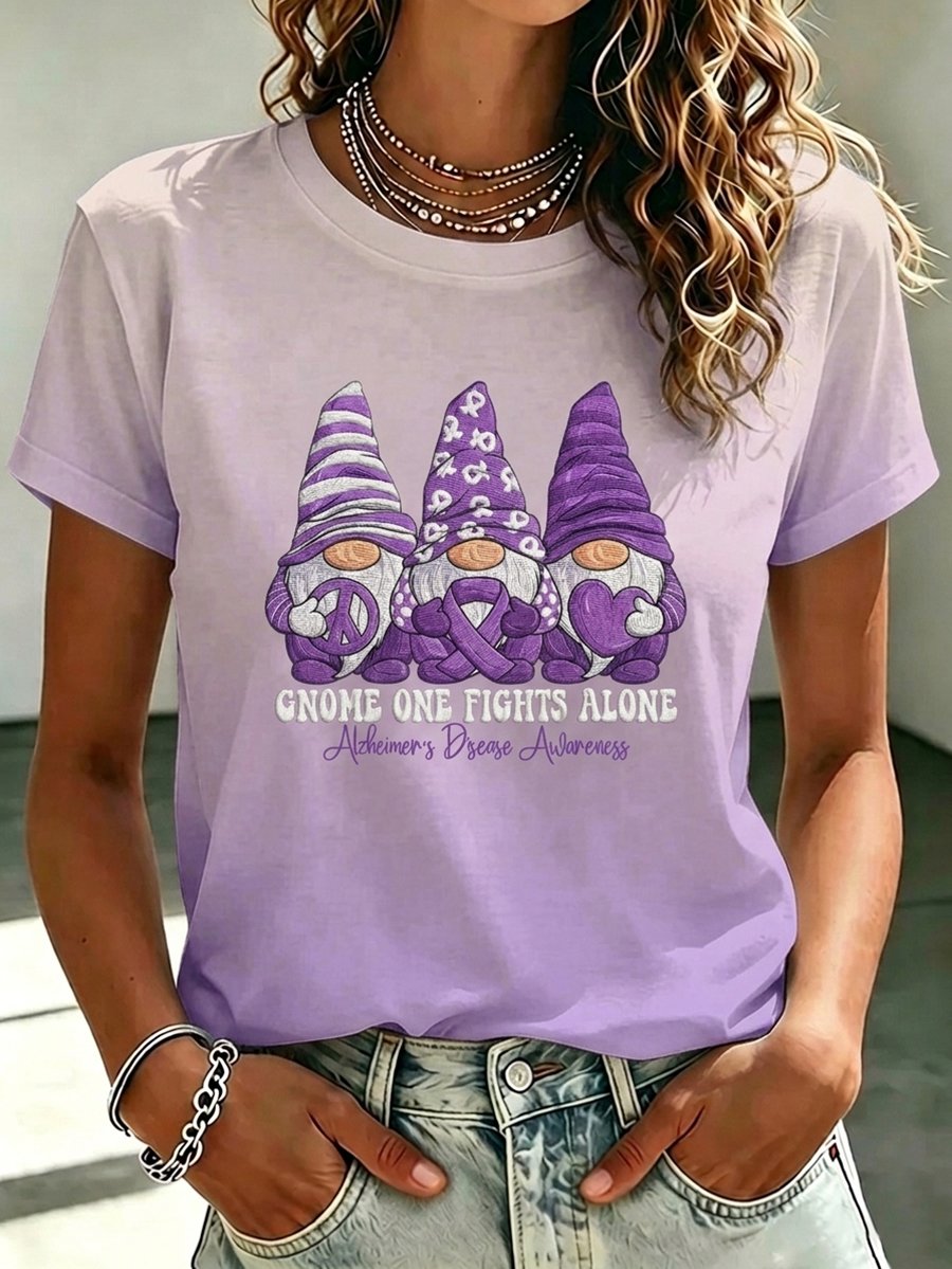 Women's Alzheimer's Awareness Garden Gnome Short-Sleeve T-Shirt