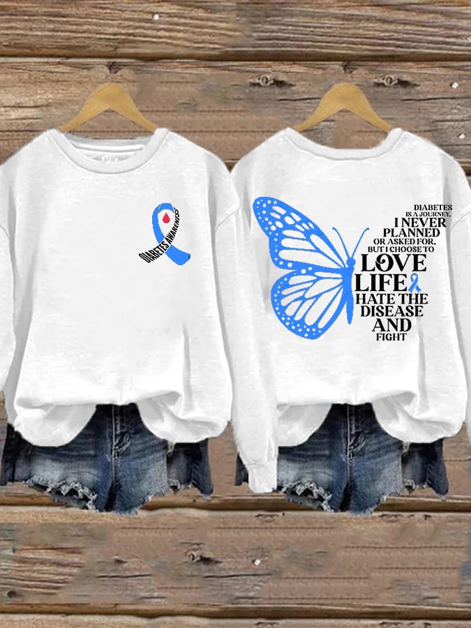 Women's Diabetes Awareness Printed Sweatshirt
