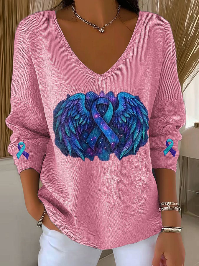 Women's Mental Health Print Long Sleeve Pit Fabric Top