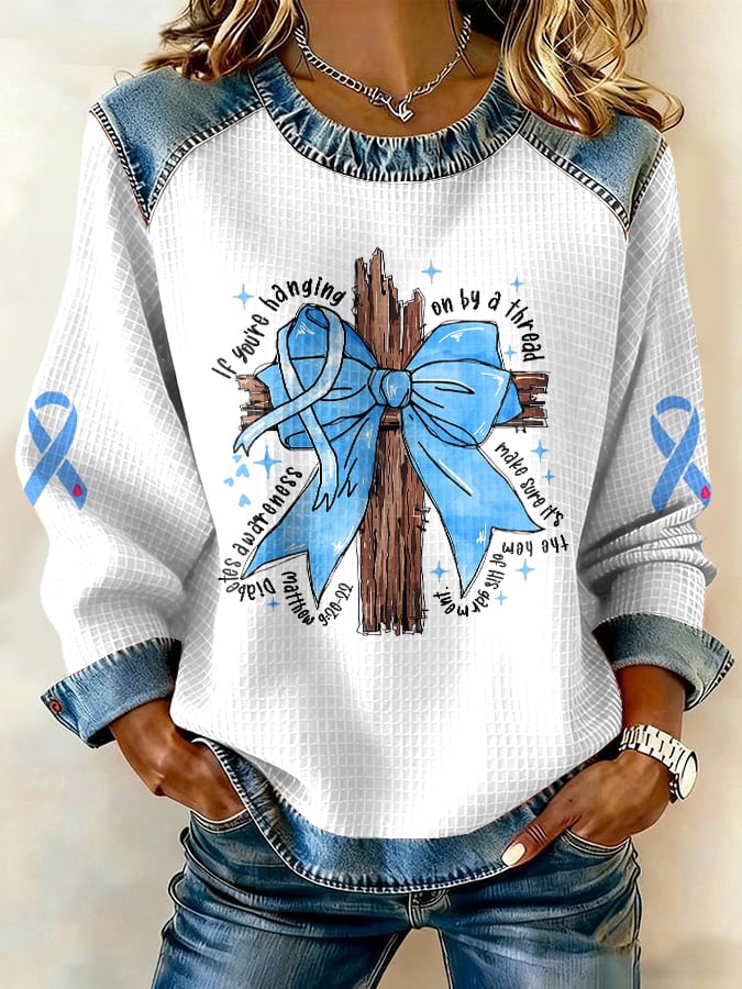 Women's If You’Re Hanging On By A Thread, Make Sure It’S The Blue One Print Sweatshirt