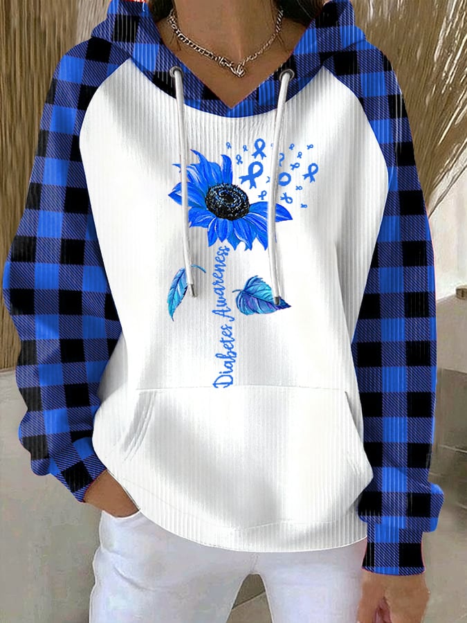 Women's Sunflower Diabetes Awareness Print Hoodie