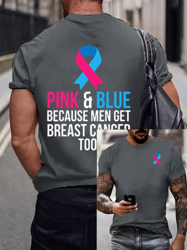 Men's  Casual Breast Cancer Print T-Shirt
