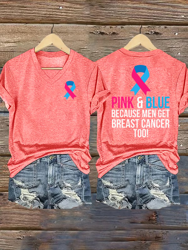 Women's  Casual Breast Cancer Print  T-Shirt