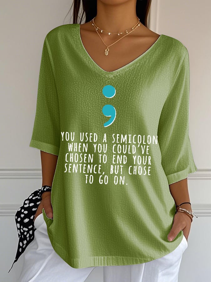 Women's Mental Health Print Casual Top