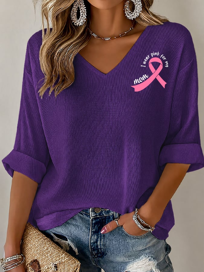 V-Neck The Power of Pink Print T-shirt
