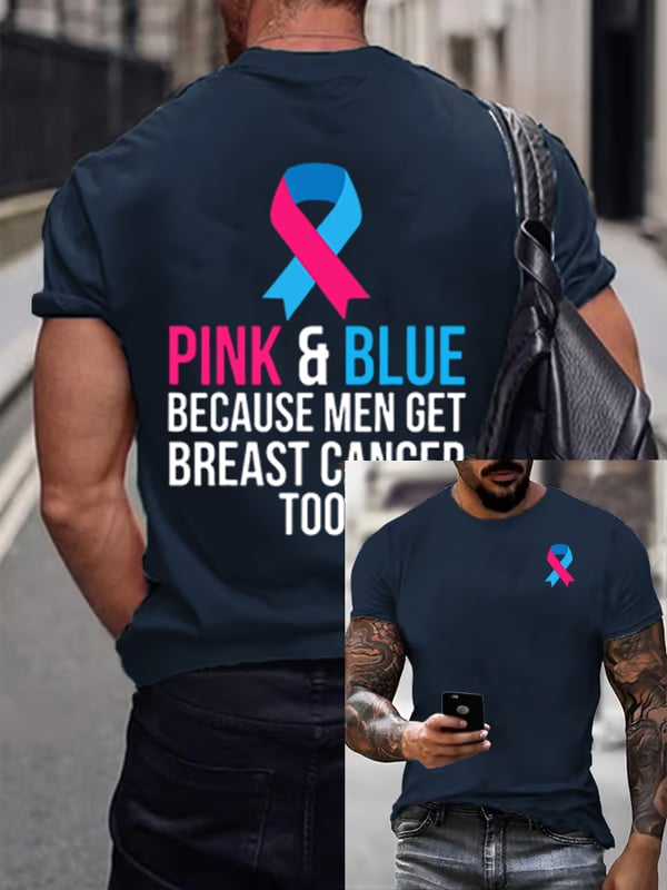 Men's  Casual Breast Cancer Print T-Shirt