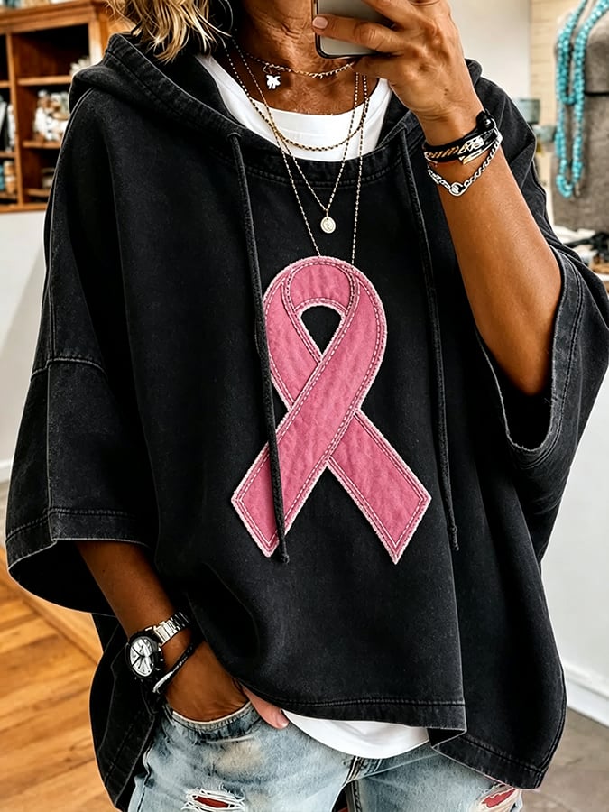 Women's Retro Breast Cancer Awareness Print Blouse