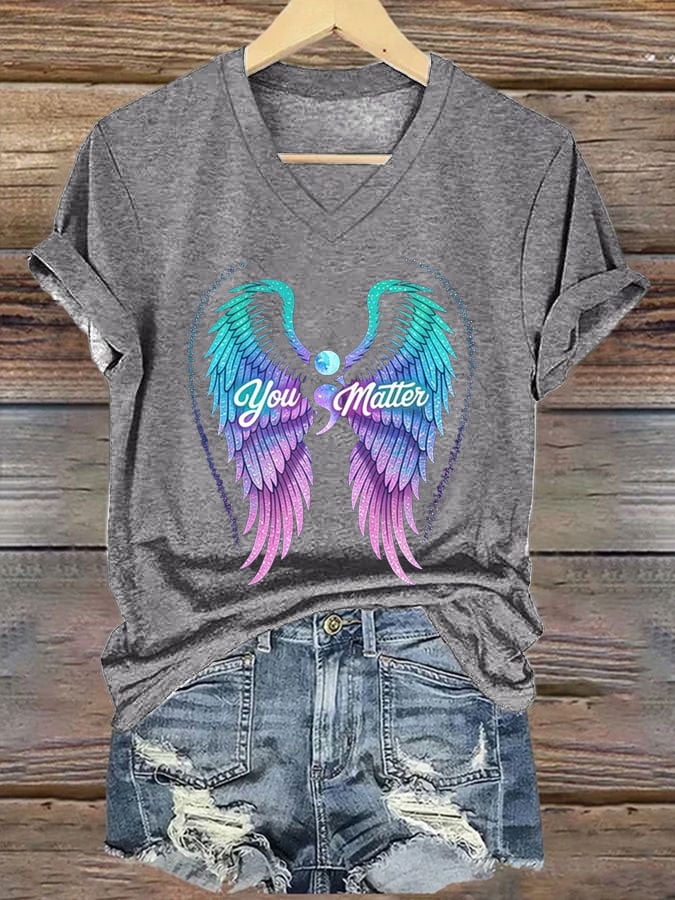 Women's Mental Health Print Casual T-Shirt