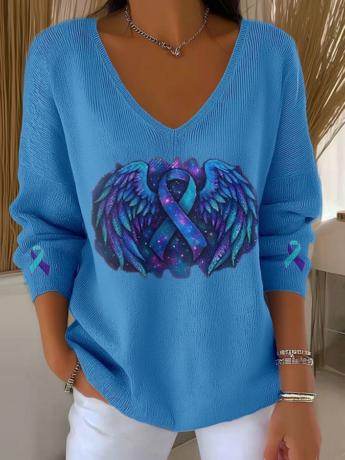 Women's Mental Health Print Long Sleeve Pit Fabric Top