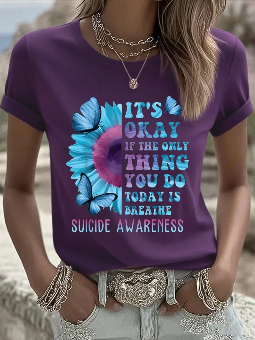 Women'S Mental Health Awareness Print Casual T-Shirt