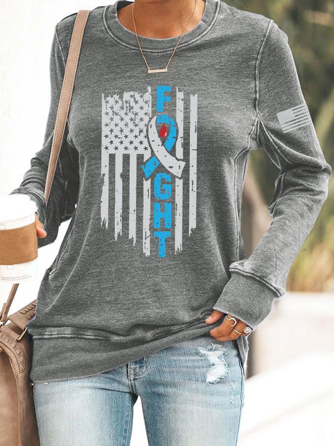 Women's Diabetes Awareness Fight Flag Sweatshirt