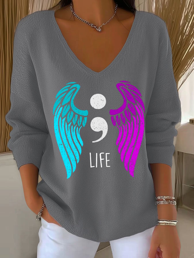 Women'S Wings Of Hope Print Casual T-Shirt