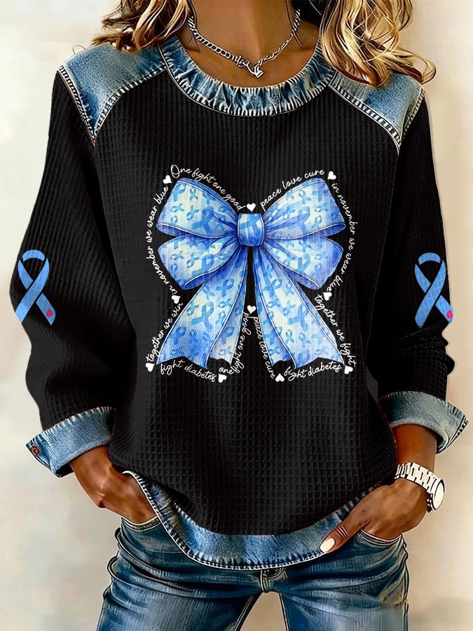 Women's Together We Fight Diabetes – One Fight, One Goal, Peace Love Cure, In November We Wear Blue Print Sweatshirt