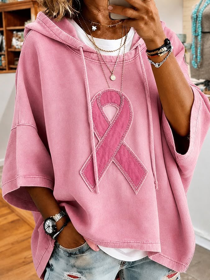 Women's Retro Breast Cancer Awareness Print Blouse