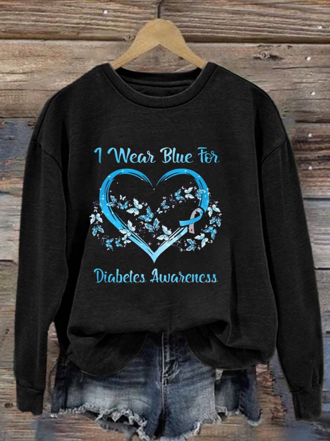 Women's I Wear Blue For Diabetes Awareness Sweatshirt