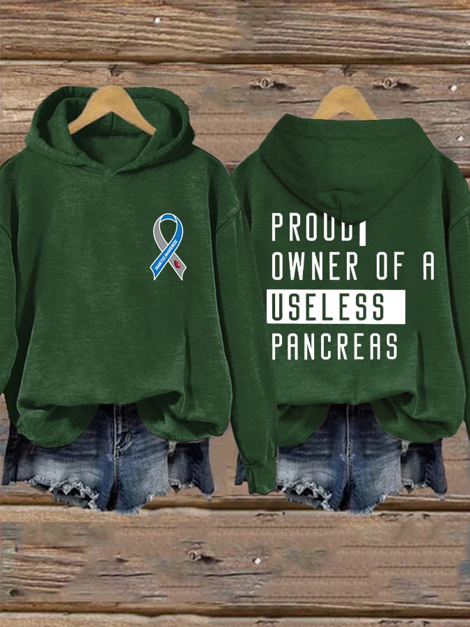 Women's Retro Funny Type 1 Diabetic Print Hoodie