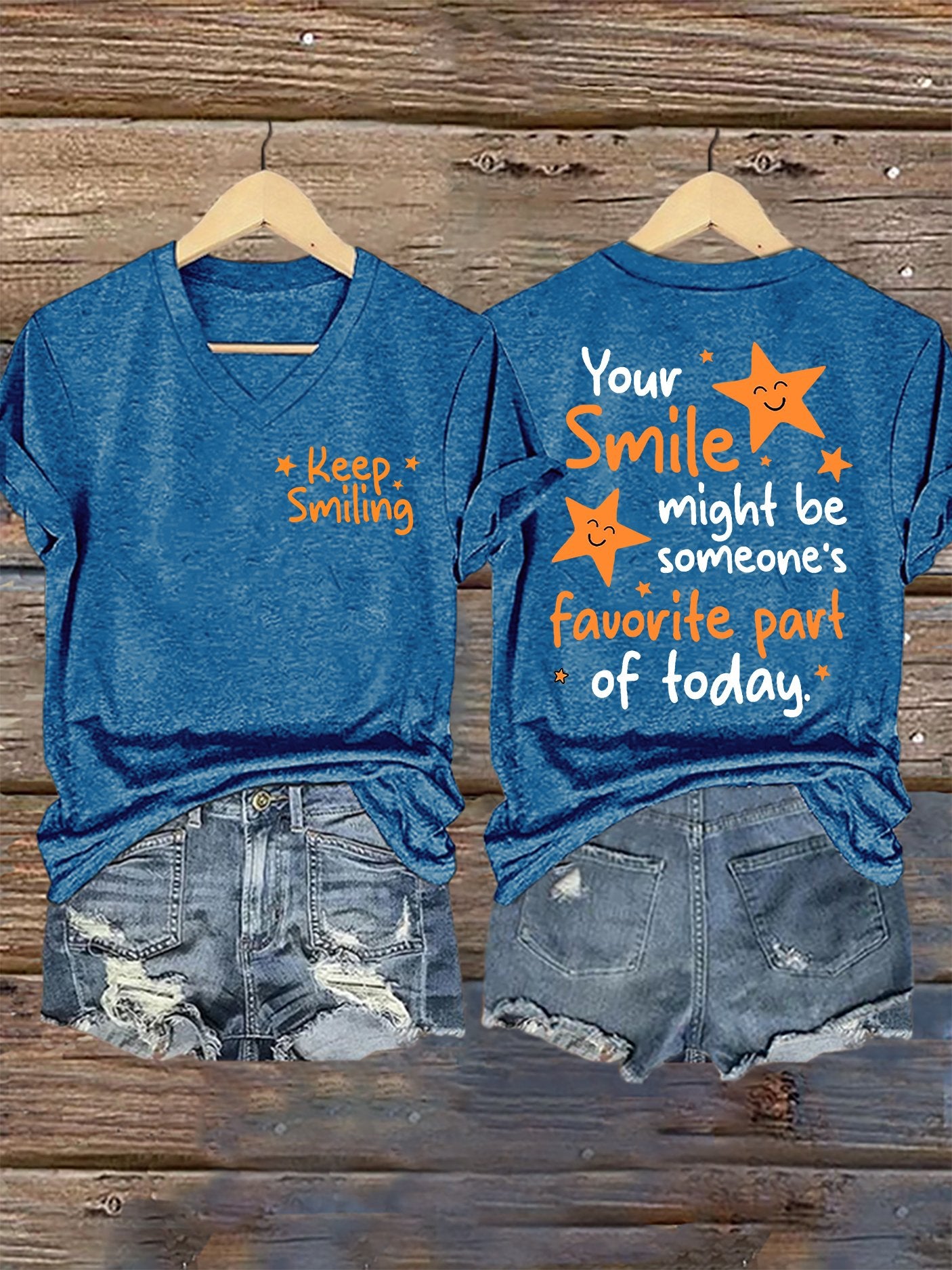 Women's Your Smile Might Be Someone's Favorite Part Of Today Print V Neck T-shirt