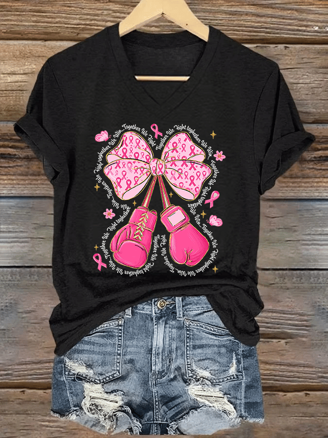 Women's In October We Wear Pink Print Casual T-Shirt