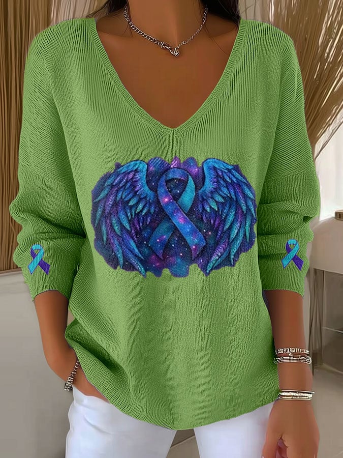Women's Mental Health Print Long Sleeve Pit Fabric Top