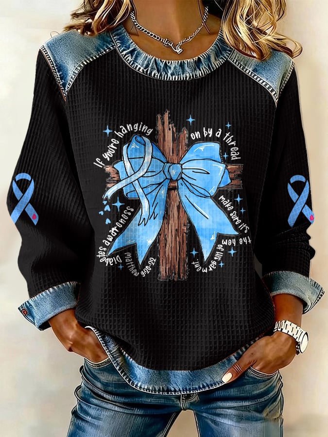 Women's If You’Re Hanging On By A Thread, Make Sure It’S The Blue One Print Sweatshirt